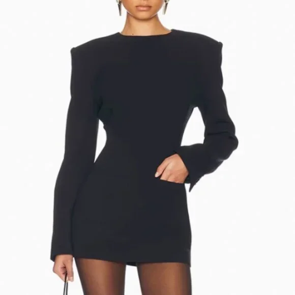 BEST Helsa The Heavy Crepe Suit Mini Dress XSmall Black Minimalist Cocktail - Picture 4 of 13